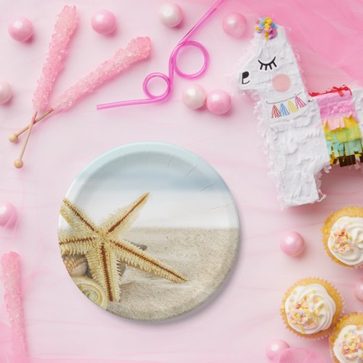 Sandy-StrandStarfishSeashells Pappteller (Party)