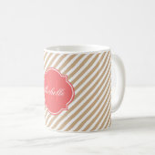 Sandy Stripe Monogramm Tasse (VorderseiteRechts)