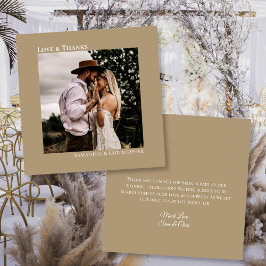 Sandy Tan oder Mocha Liebe Dank Foto Note Wedding Dankeskarte