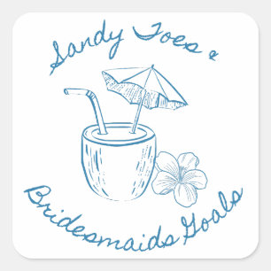 Sandy Toe & Brautjungfernträume Küsten-Junggeselli Quadratischer Aufkleber