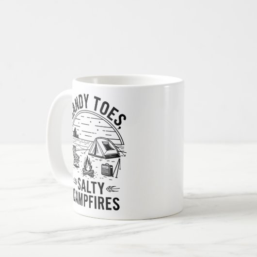 Sandy Toes Salty Campfire Camping Design Kaffeetasse (Vorderseite Links)