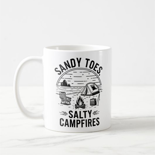 Sandy Toes Salty Campfire Camping Design Kaffeetasse (Links)