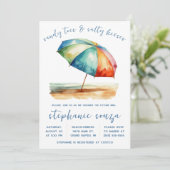 Sandy Toes & Salty Kisses, Beach Brautparty Einladung (Stehend Vorderseite)