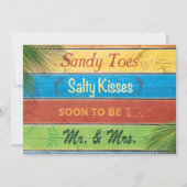 Sandy Toes Salty Kisses Couple's Shower Einladung (Vorderseite)