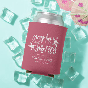 Sandy Toes Salty Kisses Destination Wedding Favor Dosenkühler