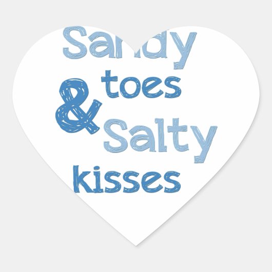 Sandy Toes Salty Kisses Herz-Aufkleber (Vorderseite)