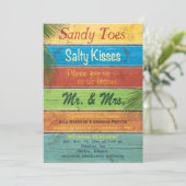 Sandy Toes Salty Kisses Hochzeit Einladung (Stehend Vorderseite)