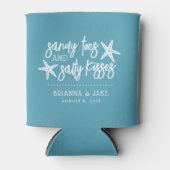 Sandy Toes Salty Kisses Hochzeit in Urlaubsort Fav Dosenkühler (Vorderseite)