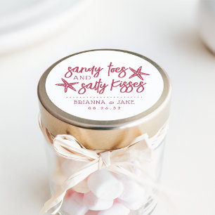 Sandy Toes, Salty Kisses Hochzeit in Urlaubsort Fe Runder Aufkleber