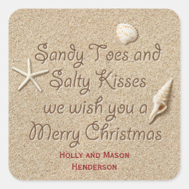 Sandy Toes Salty Kisses Merry Christmas Sticker