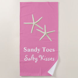 Sandy Toes Salty Kisses Pink Beach Handtuch