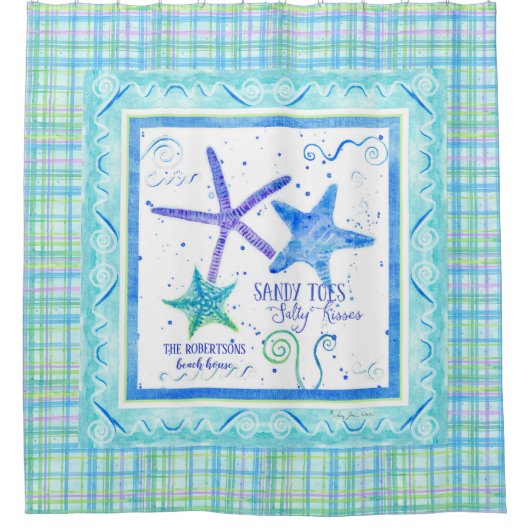 Sandy Toes Salty Kisses Starfish Beach Dekoration Duschvorhang (Vorderseite)