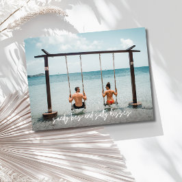 Sandy Toes Salty Kisses Wedding Save the Date Ankündigungspostkarte
