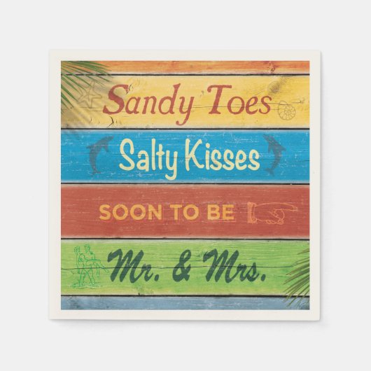 Sandy Toes Salty Kisses wird bald Mr. & Mrs. Napki Serviette (Vorderseite)
