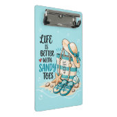 Sandy Toes Strand Vibes Mini Klemmbrett (Schrägansicht)