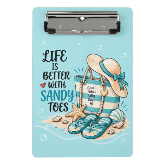 Sandy Toes Strand Vibes Mini Klemmbrett (Vorderseite)