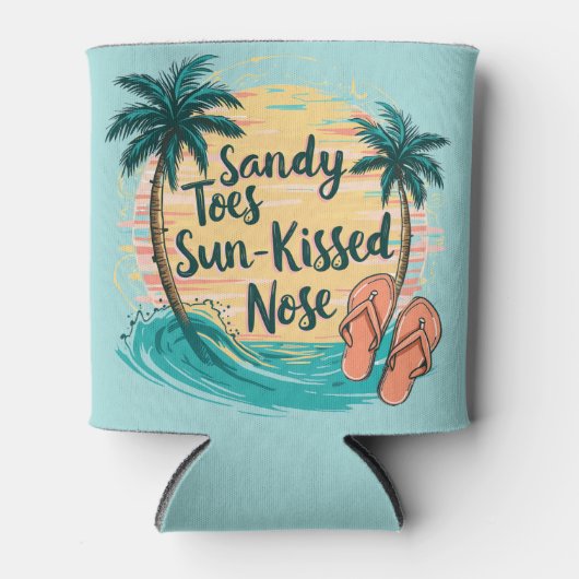 Sandy Toes Sun-Kissed Nose Beach Ästhetik Dosenkühler (Vorderseite)