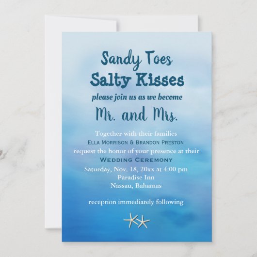 Sandy Toes Wedding Einladender Seestern Einladung (Vorderseite)