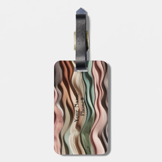 Sandy Waves Earth-Tone Gepäckanhänger (Rückseite vertikal)