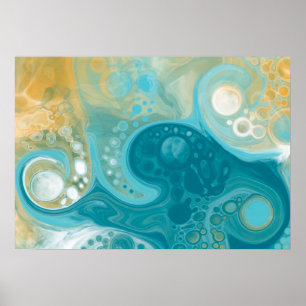 Sandy Waves Fluid Art Poster