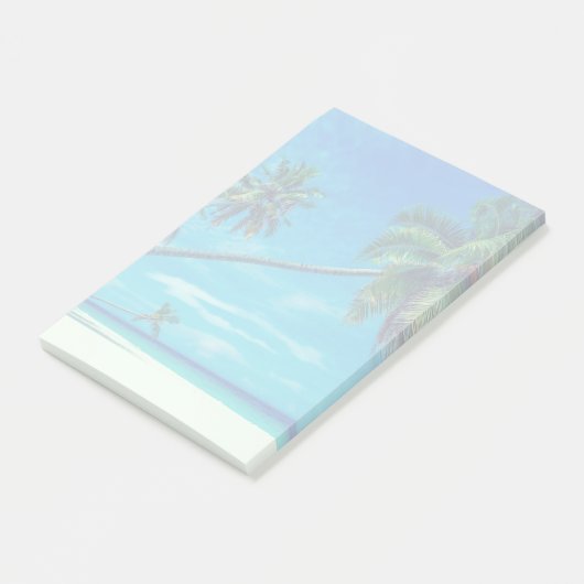 Sandy White Beach mit tropischen Palmen Post-it Klebezettel (angewinkelt)