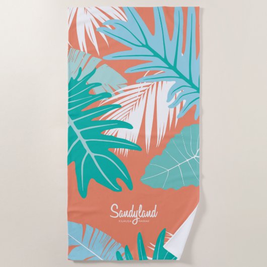 Sandyland tropisches Blätter Strandtuch (Vorderseite)