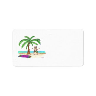 Sandyman on Beach Label Adressaufkleber