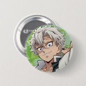 Sanemi Shinazugawa Brosche von Demon Slayer Button (Vorne & Hinten)