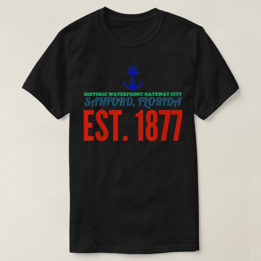 Sanford Florida Historic Waterfront Gateway City E T-Shirt (Design vorne)