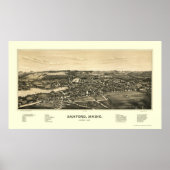 Sanford, ME Panoramic Map - 1889 Poster (Vorne)