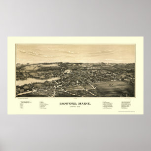 Sanford, ME Panoramic Map - 1889 Poster