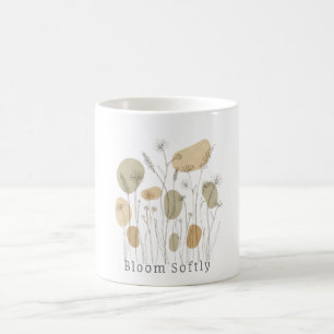 Sanft Erblühen - Minimalistische Wildblumen-Linien Kaffeetasse
