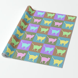 Sanft gefärbte Pop-Art-Katzen Geschenkpapier