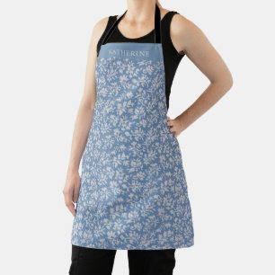 Sanft Himmelblau Grau Weiße Farbe Floral Blumen Schürze