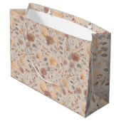 Sanft neutrales rosa beige Blumenmuster Große Geschenktüte (Rückseite Schrägansicht)