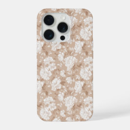 Sanft neutrales rosa beige Blumenmuster iPhone 15 Pro Hülle