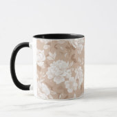 Sanft neutrales rosa beige Blumenmuster Tasse (Links)
