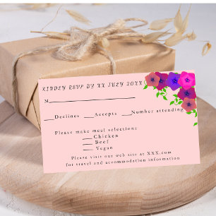 Sanft romantisches rosa Petunie RSVP Karte