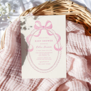 Sanft rosa handgezeichneter Bogenrahmen Baby Showe Einladung