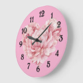 Sanft rosa Herzblume Große Wanduhr (Winkel)