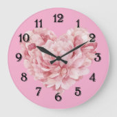 Sanft rosa Herzblume Große Wanduhr (Vorderseite)