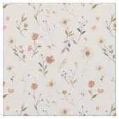 Sanft rosafarbenes Wildblumen-Blütenmuster im Boho Stoff (Nahaufnahme)