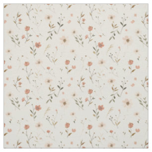 Sanft rosafarbenes Wildblumen-Blütenmuster im Boho Stoff