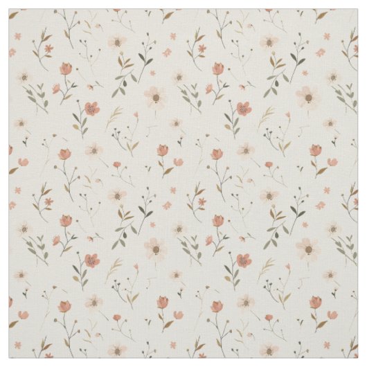 Sanft rosafarbenes Wildblumen-Blütenmuster im Boho Stoff (Muster)