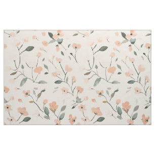 Sanft rosafarbenes Wildblumen-Blütenmuster im Boho Stoff