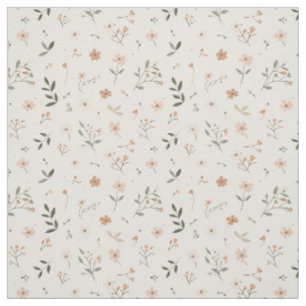 Sanft rosafarbenes Wildblumen-Blütenmuster im Boho Stoff