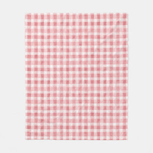 Sanft Weibliches Rosa Weißes Karo Streifen Fleecedecke