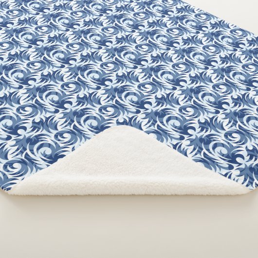 Sanftblaues Blumenmuster Sherpadecke (3/4)