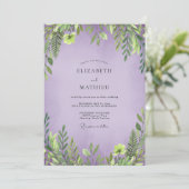 Sanfte Amethyst-Blumenhochzeit Einladung (Stehend Vorderseite)