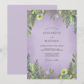 Sanfte Amethyst-Blumenhochzeit Einladung (Vorne/Hinten)